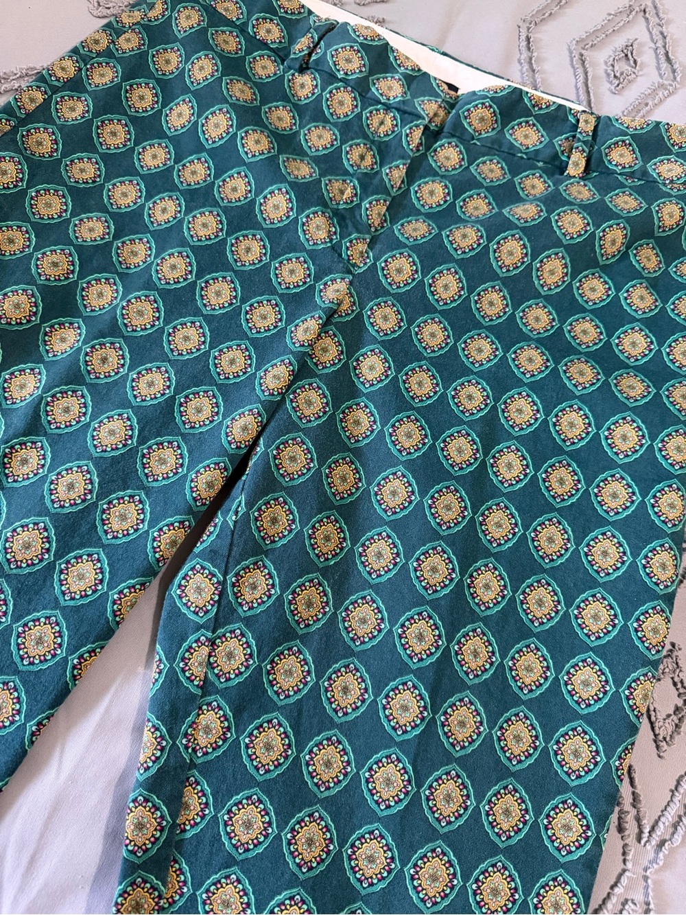 Lands End Teal Geometric Print Pants